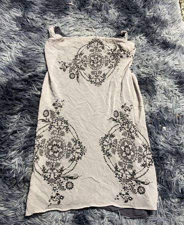 Gray and White Dress