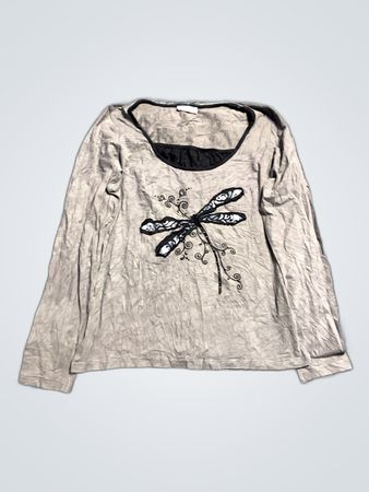 Unbranded Gray Dragonfly Print Long-Sleeve Top