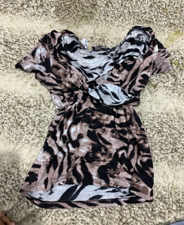 Zebra Print Twist Front Top