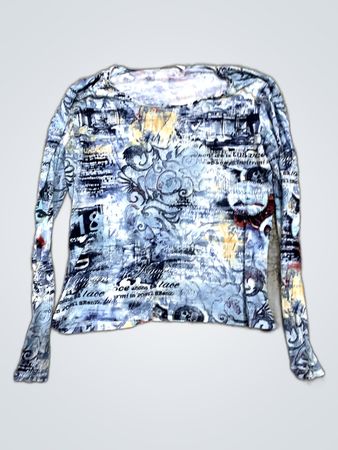 Unbranded Abstract Print Long Sleeve Mesh Top