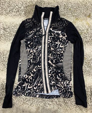 Black and White Floral Pattern Jacket