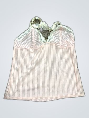 Pink Striped Camisole with Lace Trim