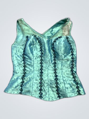 Green Satin Corset Top