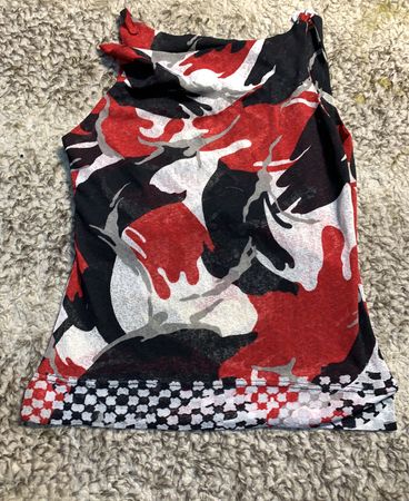 Red Black and White Drawstring Bag