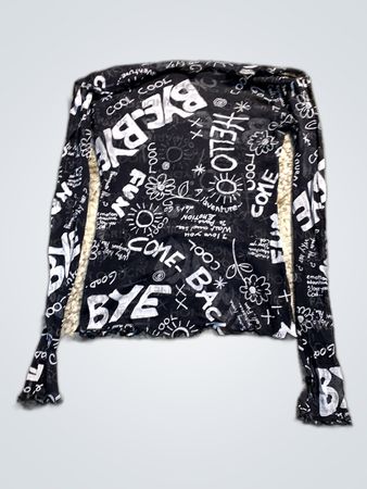 Graphic Long Sleeve Crop Top