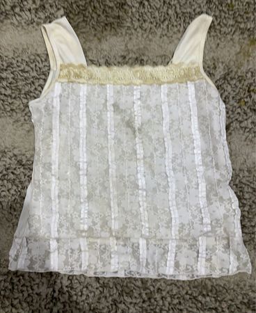 White Lace Trim Tank Top