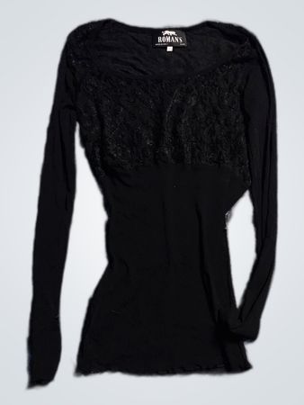 Black Long-Sleeve Lace Top