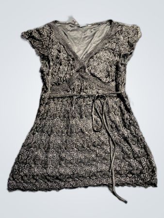 Black Metallic Lace Top