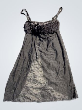 Black Lace-Trimmed Sleeveless Dress