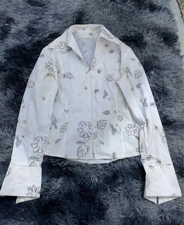 White Floral Long-Sleeve Shirt