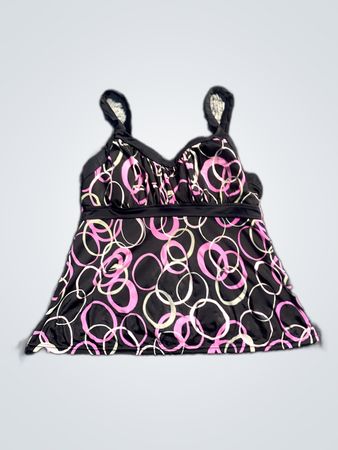 Black Tank Top with Pink and White Circles