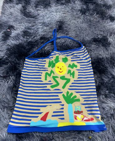 Blue and White Striped Halter Top