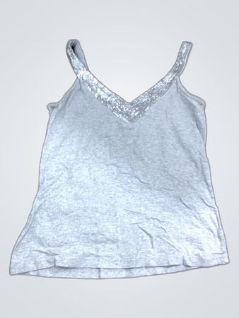 Gray Tank Top with Sequined Straps
