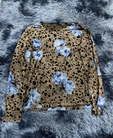 Lace Blouse with Blue Flowers