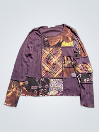Purple Floral Patchwork Long Sleeve Shirt