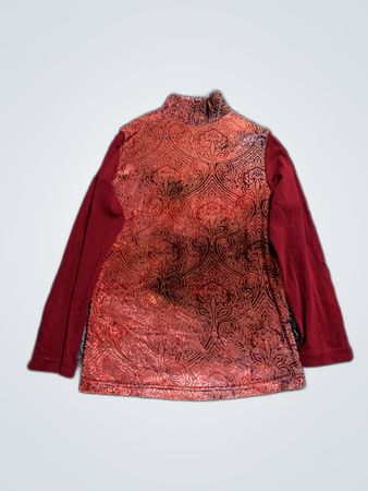 Red Long-Sleeve Shirt with Paisley Pattern