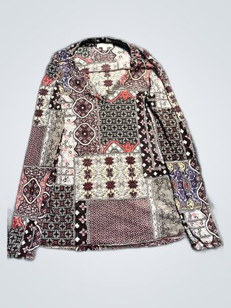 Unbranded Multicolor Patchwork Long Sleeve Blouse