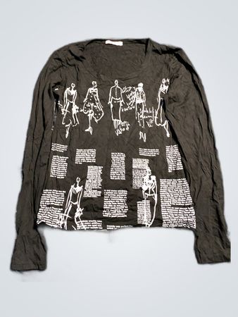 Black Long-Sleeve Shirt with White Graphics