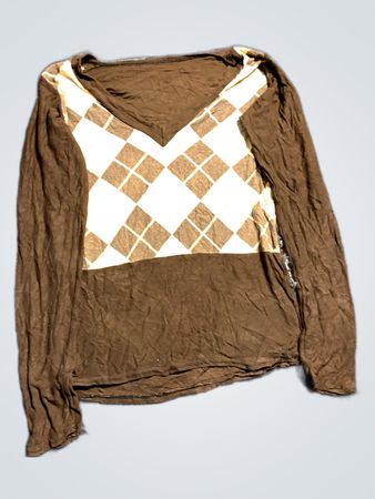 Brown Long Sleeve Shirt with Argyle Pattern