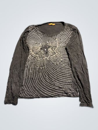 Black Long Sleeve Shirt with White Design