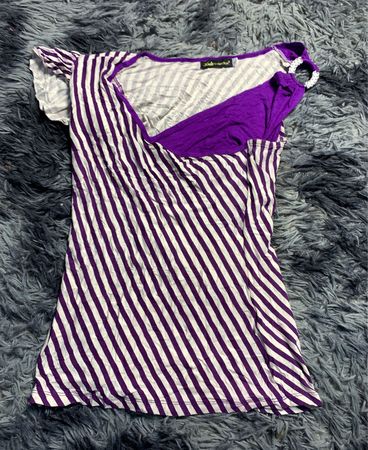 Purple and White Striped Top