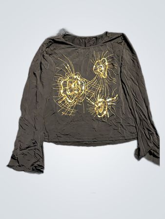 Black Long Sleeve Top with Gold Design