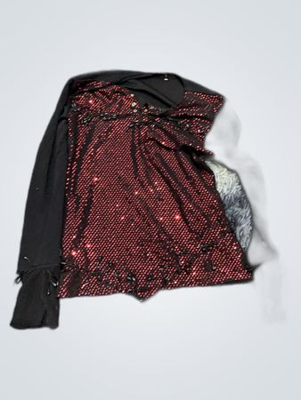 Black and Red Sequined Top