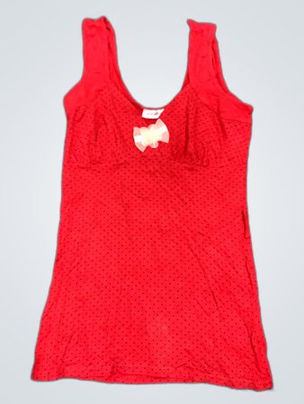 Red Tank Top with Black Polka Dots