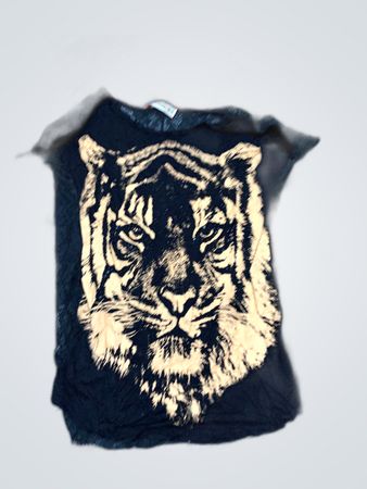 Black Graphic T-Shirt with Tiger Design