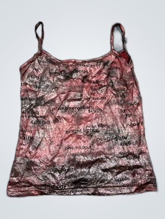 Red Camisole with Black Text