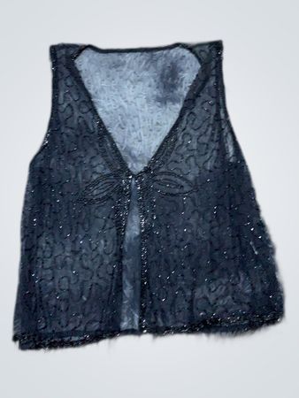 Black Sheer Fringed Top