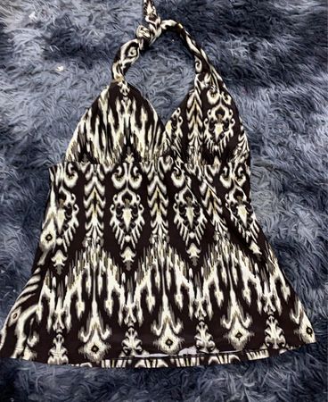 Black and White Patterned Halter Top