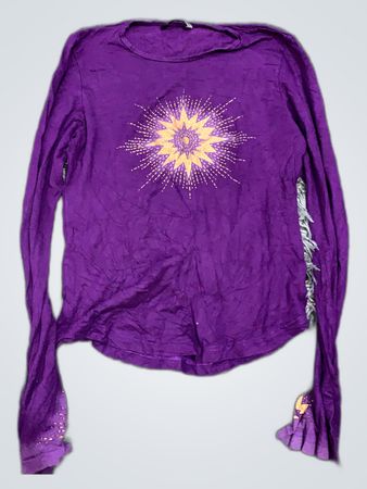 Purple Long Sleeve Shirt with Yellow Design