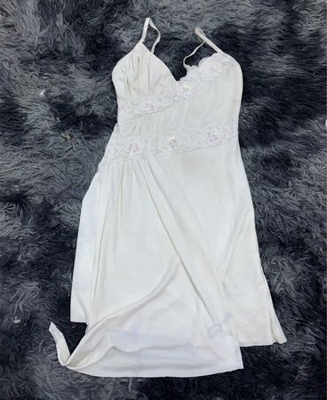Unbranded White Lace Embellished Slip Dress