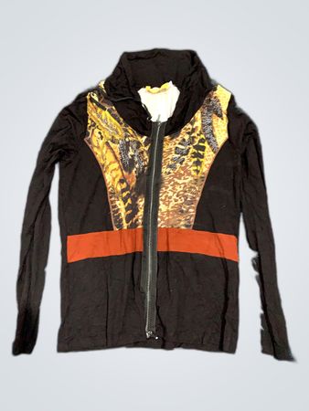 Black Hooded Jacket with Animal Print