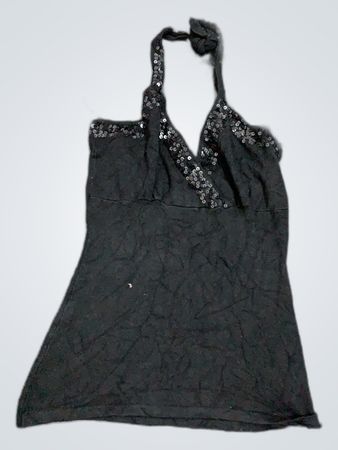 Black Sequined Halter Top