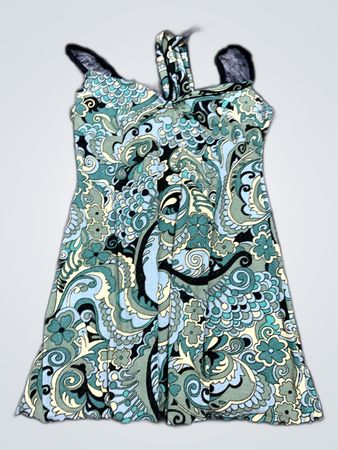 Blue and Green Paisley Dress