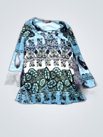 Blue Paisley Long Sleeve Top