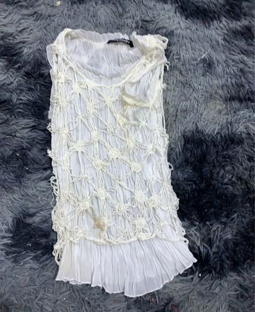 White Crochet Overlay Dress