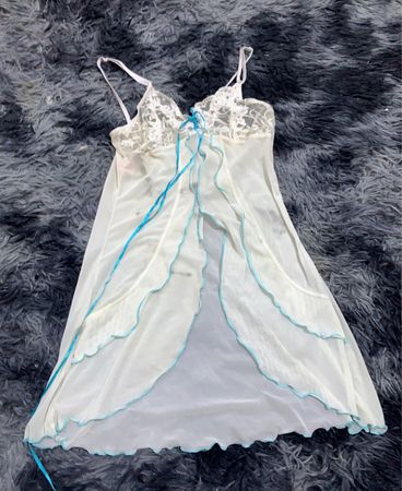 White Chemise with Blue Trim