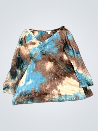DKNY Long Sleeve Sequin Tie-Dye Blouse