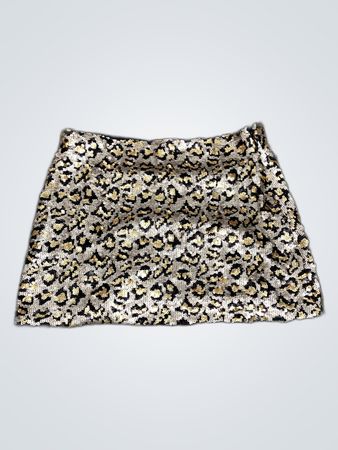Sequin Leopard Print Mini Skirt