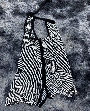 Black and White Striped Halter Top