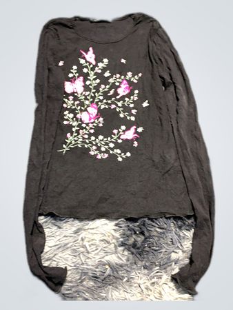 Black Long Sleeve Shirt with Butterfly Design
