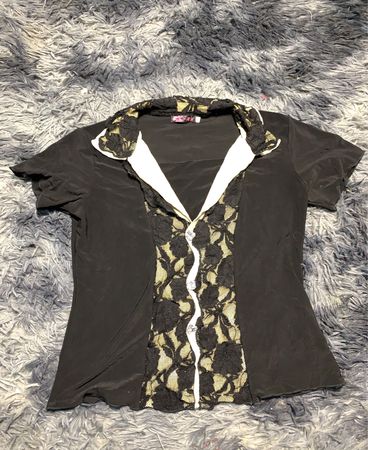 Black Lace-Trimmed Top