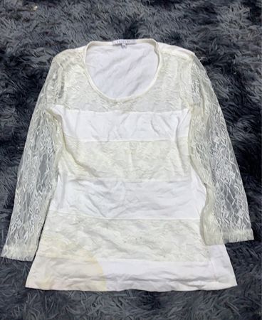 White Lace Sleeve Blouse