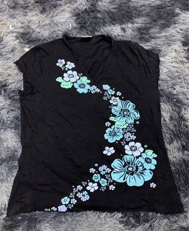 Black Floral Short Sleeve Shirt