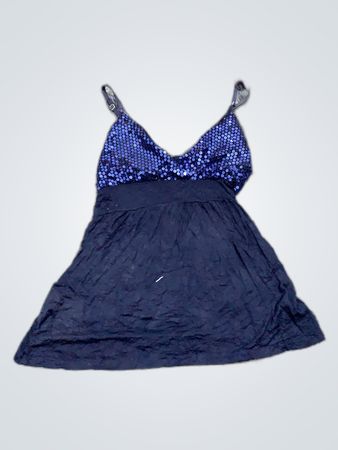 Blue Sequined Tank Top