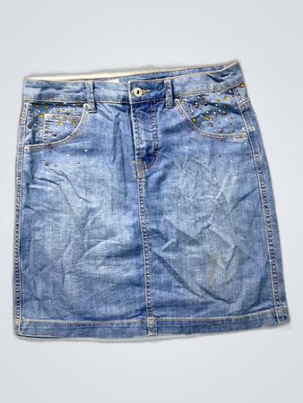 Denim Skirt with Rhinestones