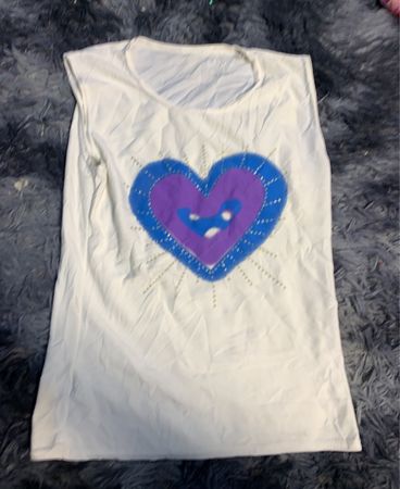 White Sleeveless Top with Heart Design